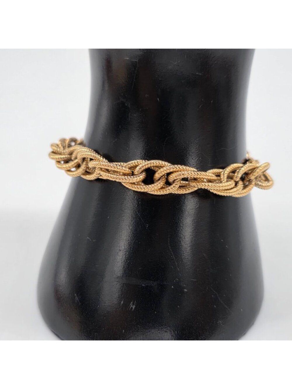 Gold Plated Charm Bracelet Twisted Rope Chain Multi Link With Spring Ring Clasp - Picture 2 of 6